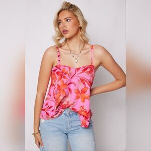 fab'rik Vibrant Pink and Orange Floral Camisole